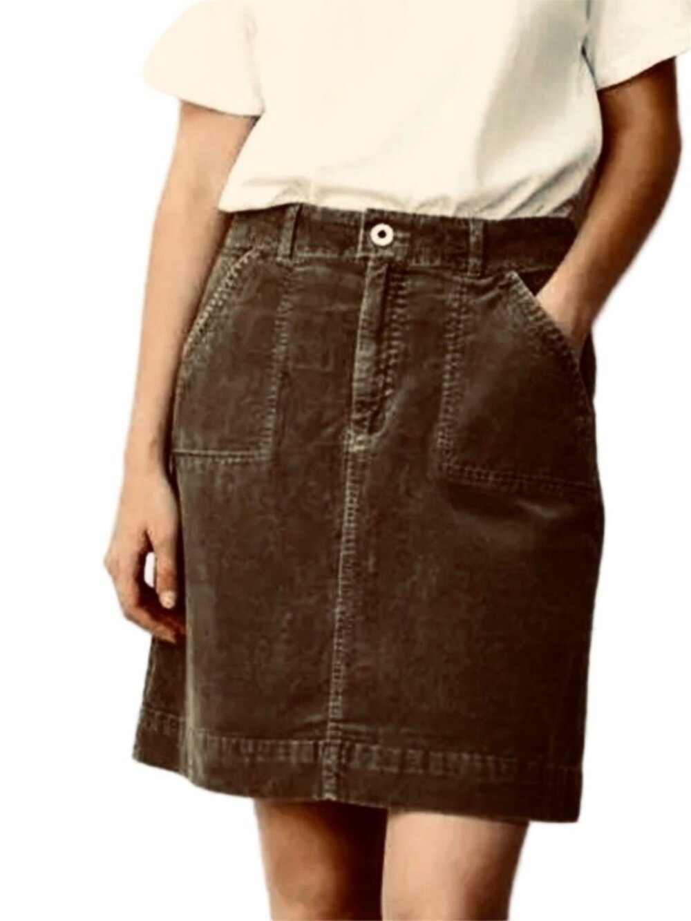 Carhartt Comfort Corduroy Utility Skirt Black Size 6 Mid Rise